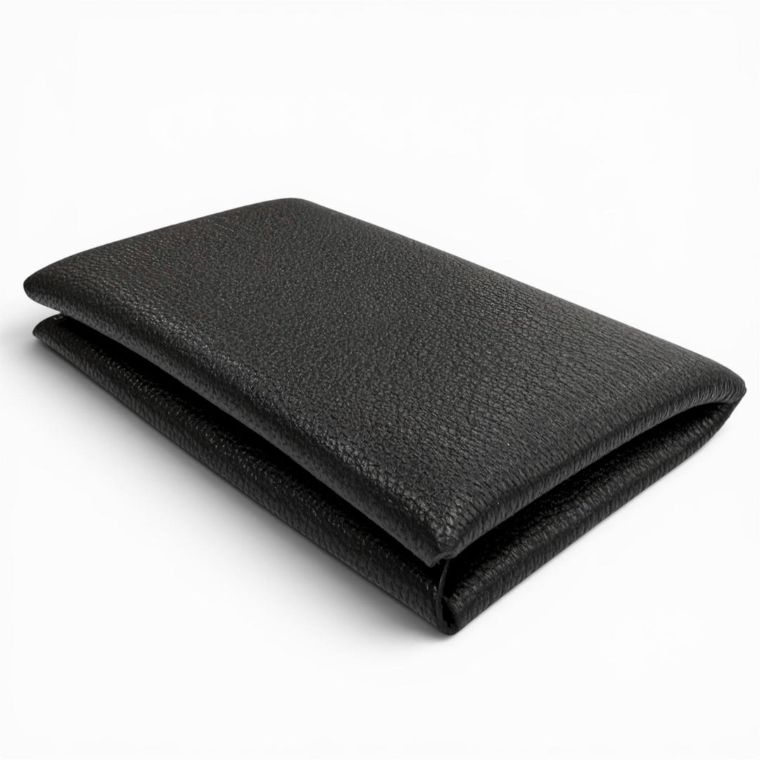 Excellent HERMES Card Case Calvi Coin case black Shoble misol mens