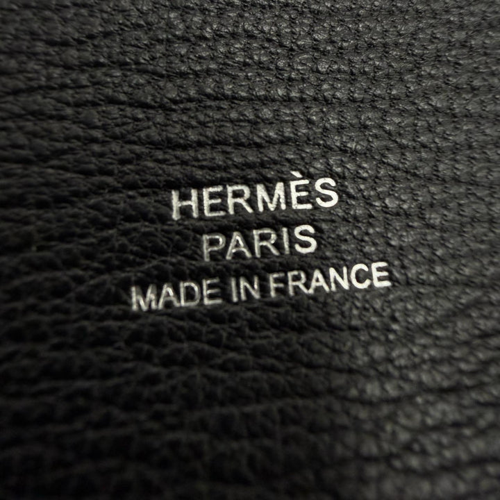 Excellent HERMES Card Case Calvi Coin case black Shoble misol mens