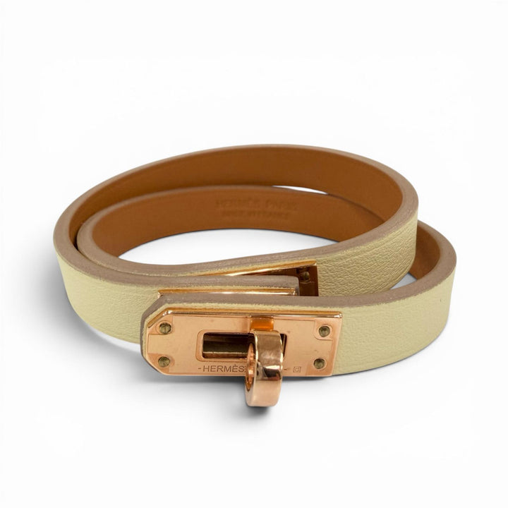 Pristine HERMES bracelet mini kelly double tour leather leather Women
