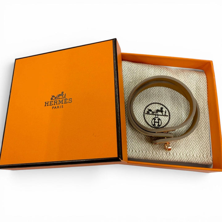 Pristine HERMES bracelet mini kelly double tour leather leather Women