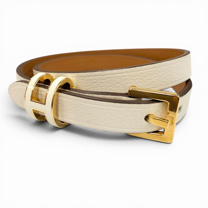 Pristine HERMES bracelet Pop H Double Tour Current product Vaux Swift Leather