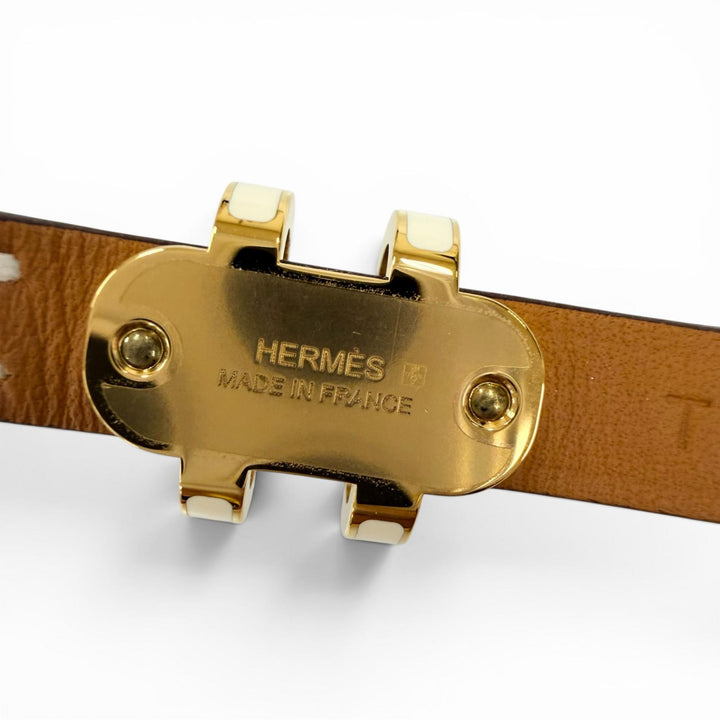 Pristine HERMES bracelet Pop H Double Tour Current product Vaux Swift Leather