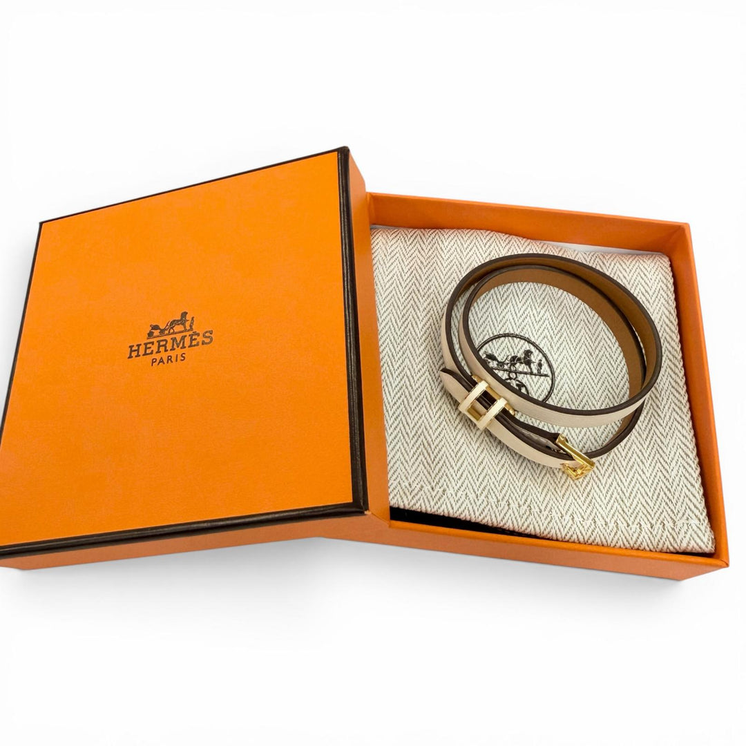 Pristine HERMES bracelet Pop H Double Tour Current product Vaux Swift Leather