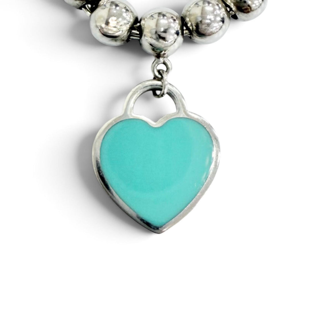 Great TIFFANY&Co. bracelet Mini Heart Tag Bead Bracelet Silver AG925 Women