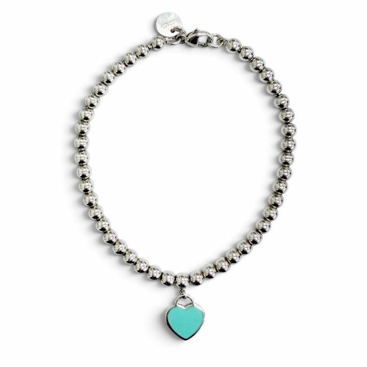 Great TIFFANY&Co. bracelet Mini Heart Tag Bead Bracelet Silver AG925 Women