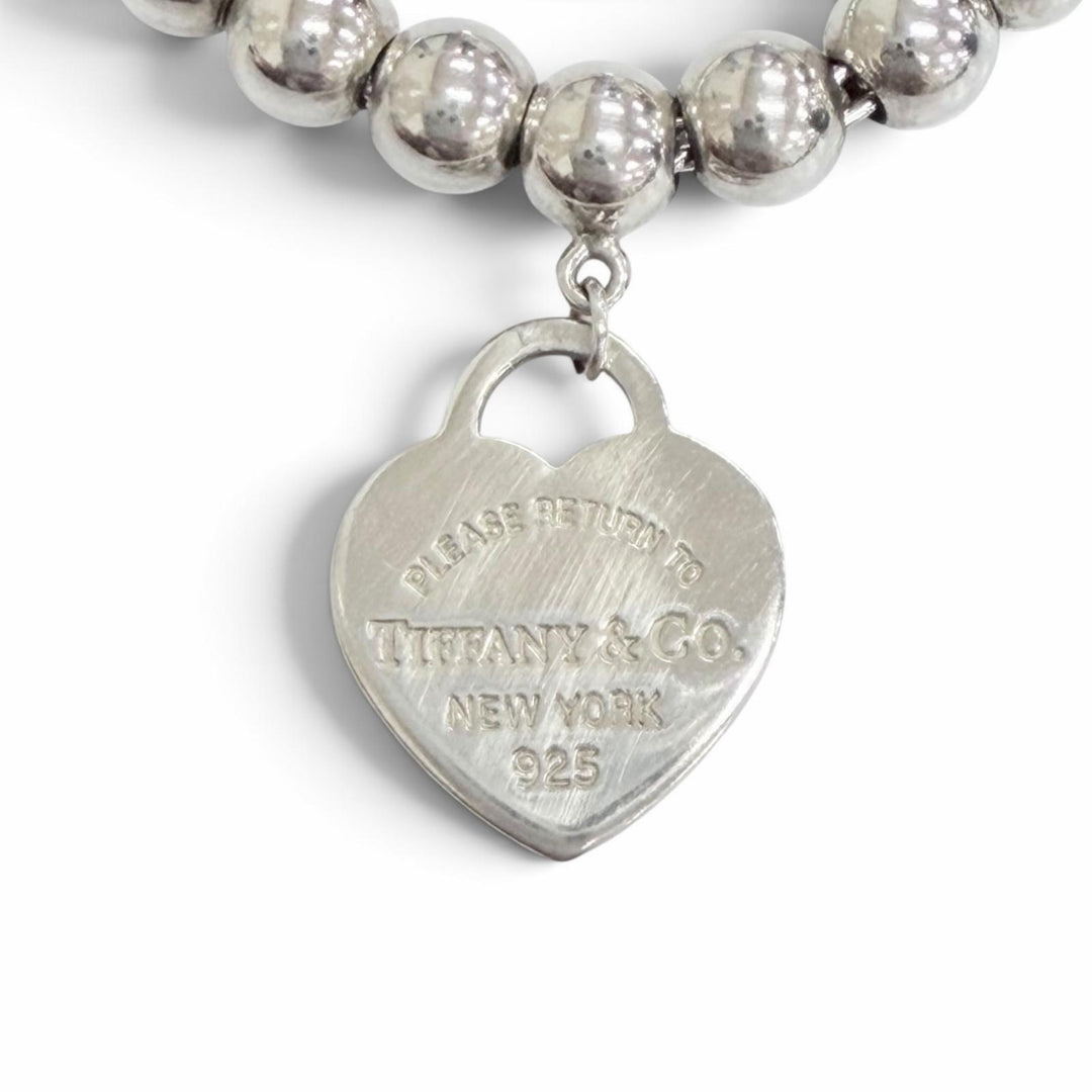 Great TIFFANY&Co. bracelet Mini Heart Tag Bead Bracelet Silver AG925 Women