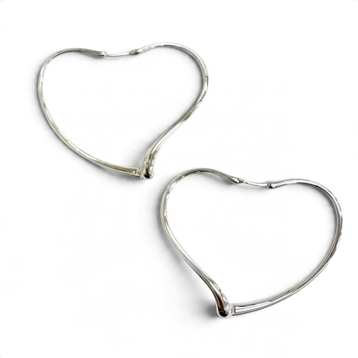 Excellent TIFFANY&Co. Pierce Open Heart Hoop Pierce, Medium Silver AG925 Women