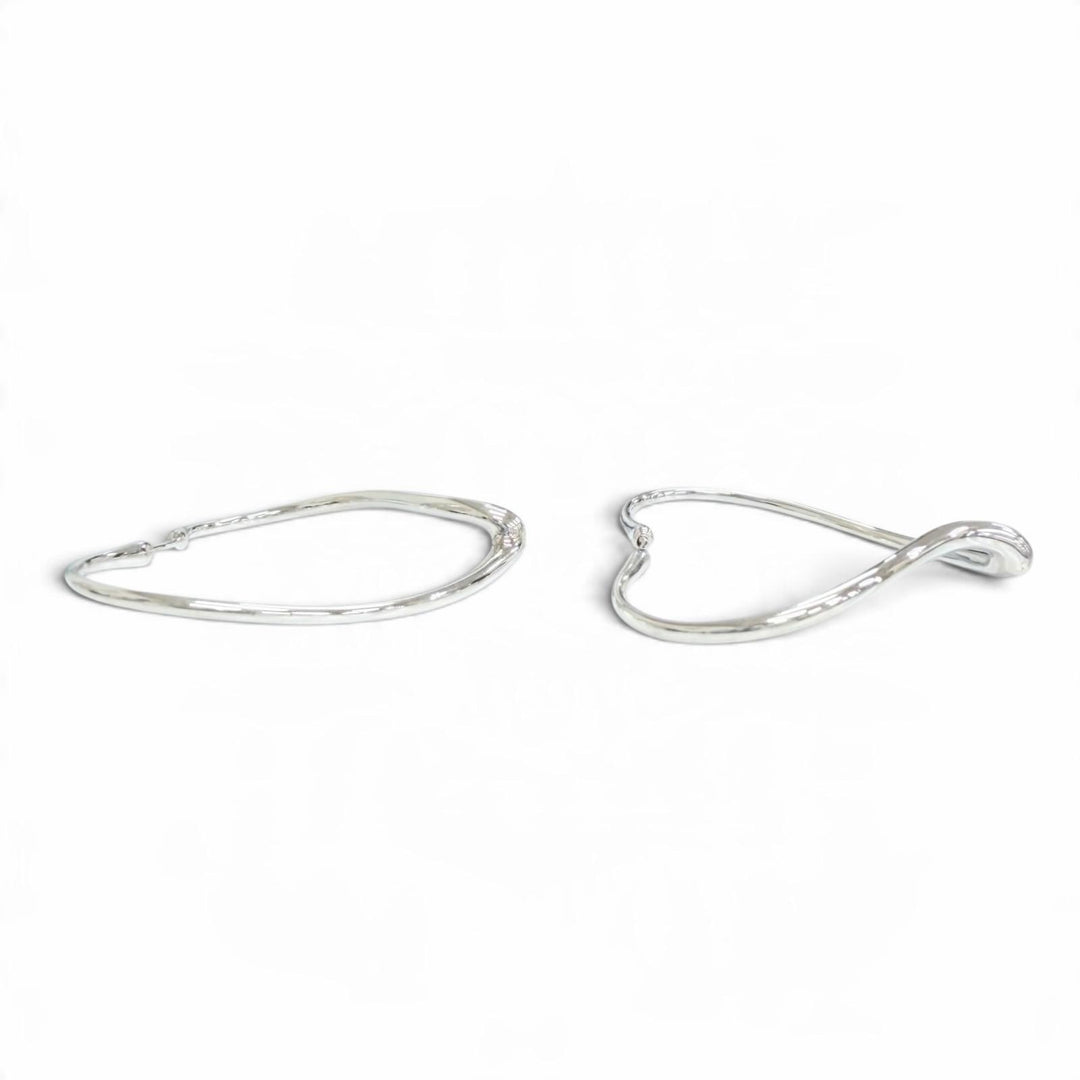 Excellent TIFFANY&Co. Pierce Open Heart Hoop Pierce, Medium Silver AG925 Women