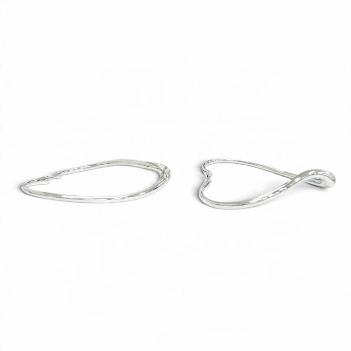 Excellent TIFFANY&Co. Pierce Open Heart Hoop Pierce, Medium Silver AG925 Women