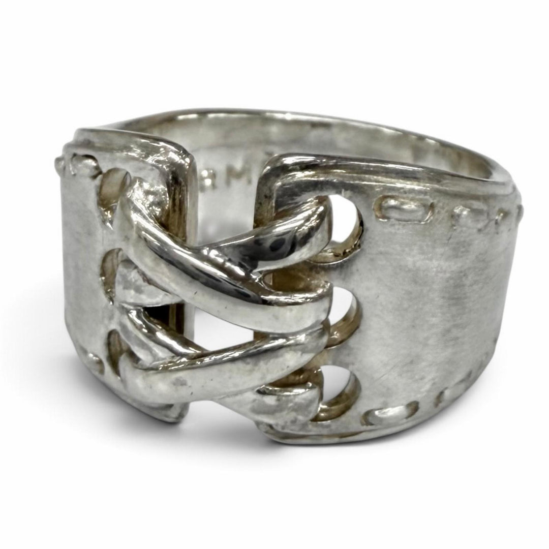 Great HERMES Ring ring Mexico Double Silver 925 Women 52