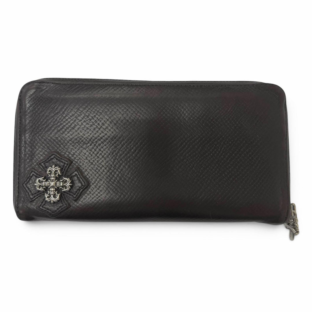 Very Good CHROME HEARTS Purse REC F ZIP Filigree Plus Dagger Zip Long Wallet