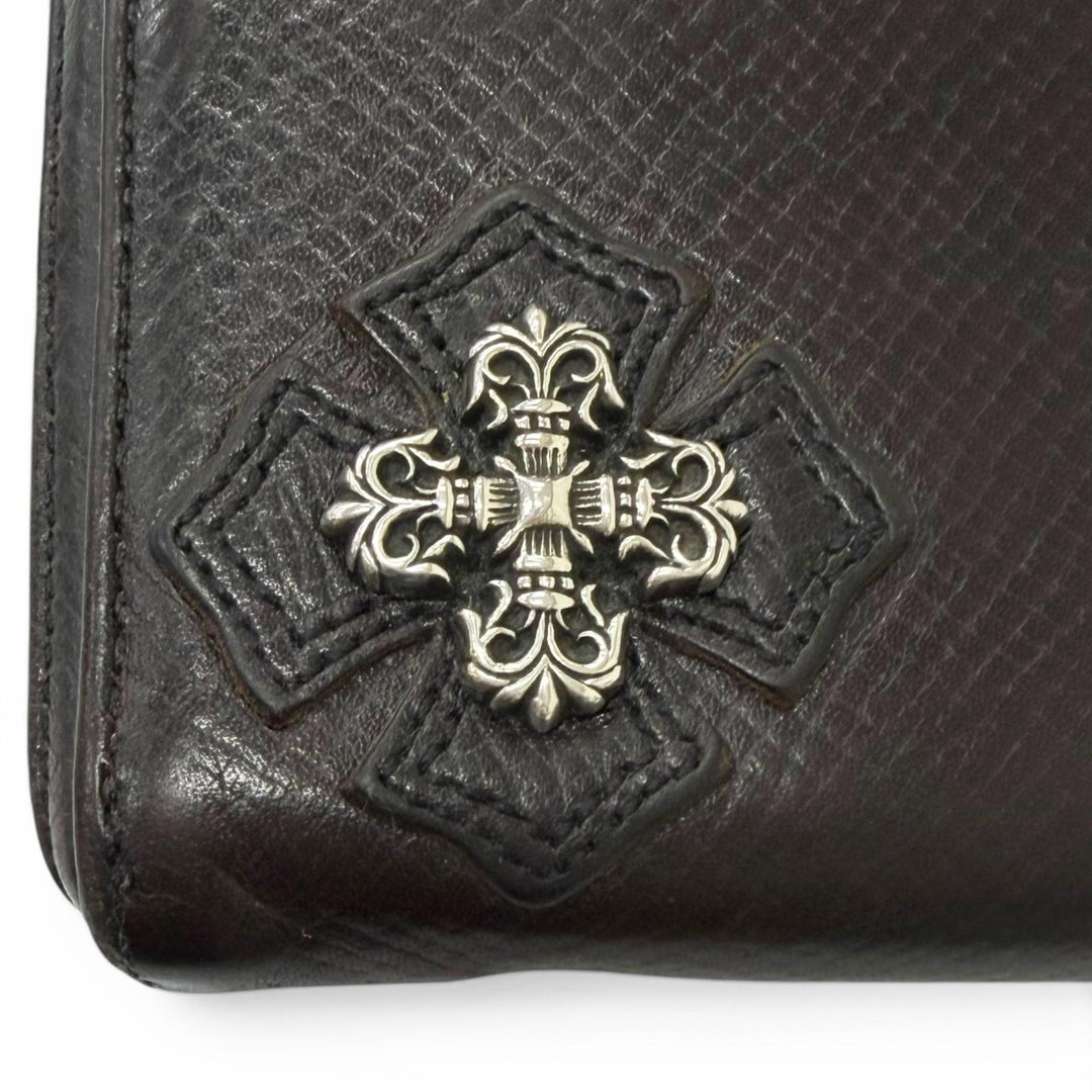 Very Good CHROME HEARTS Purse REC F ZIP Filigree Plus Dagger Zip Long Wallet