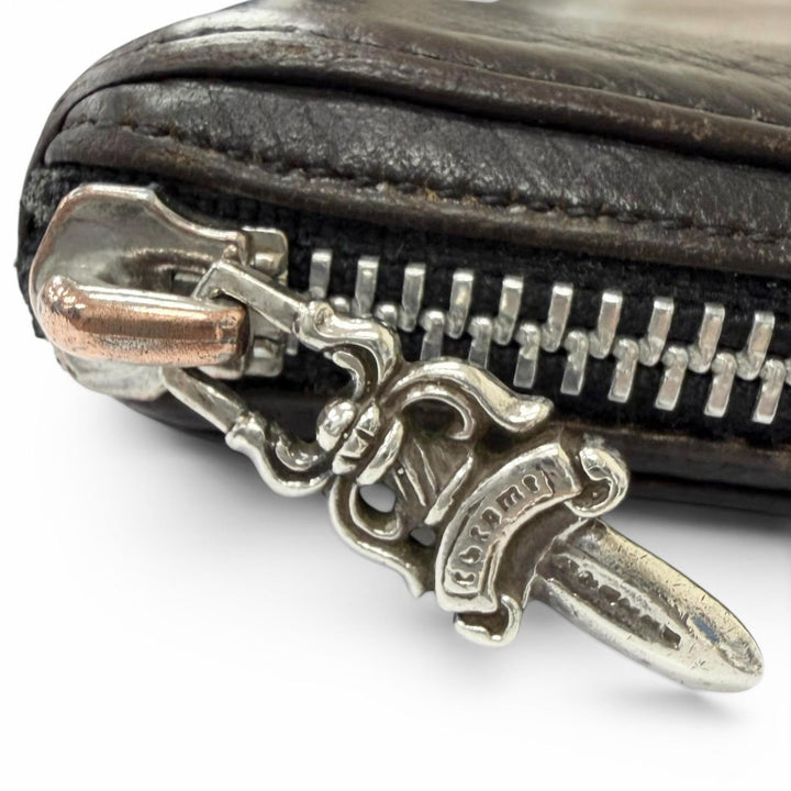 Very Good CHROME HEARTS Purse REC F ZIP Filigree Plus Dagger Zip Long Wallet