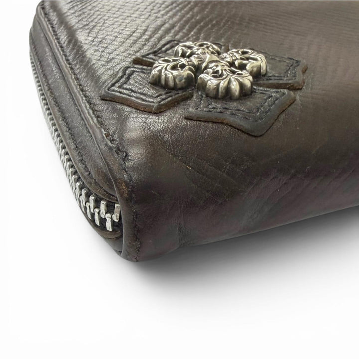 Very Good CHROME HEARTS Purse REC F ZIP Filigree Plus Dagger Zip Long Wallet
