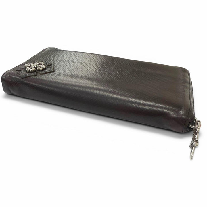 Very Good CHROME HEARTS Purse REC F ZIP Filigree Plus Dagger Zip Long Wallet