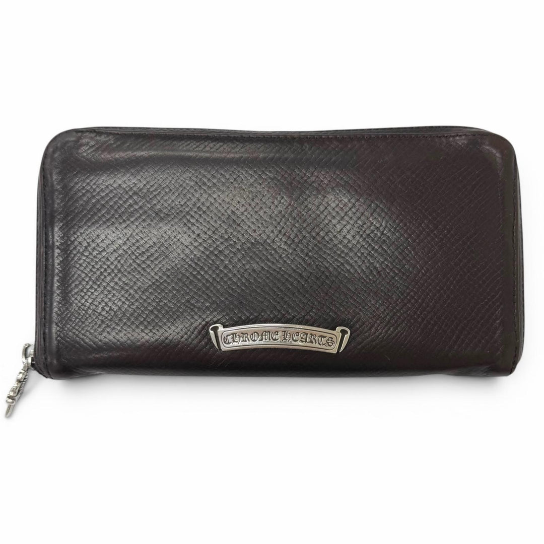 Very Good CHROME HEARTS Purse REC F ZIP Filigree Plus Dagger Zip Long Wallet