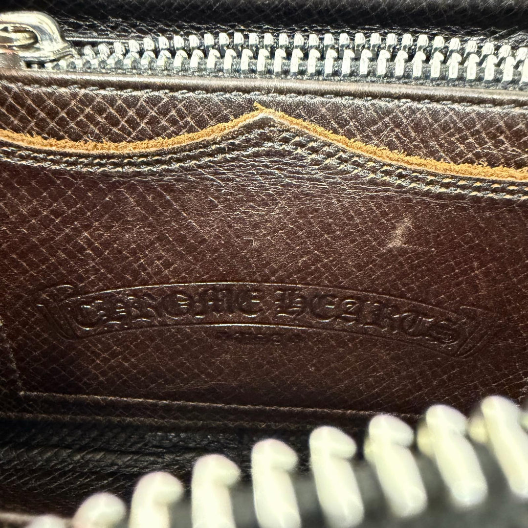 Very Good CHROME HEARTS Purse REC F ZIP Filigree Plus Dagger Zip Long Wallet