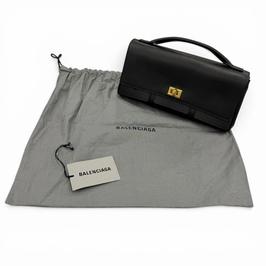 Excellent BALENCIAGA Clutch bag Bel Air Bag black leather Women 834943