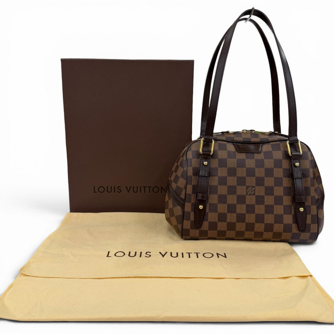 Excellent LOUIS VUITTON Handbag Damier Rivington PM Brown Damier canvas N41157