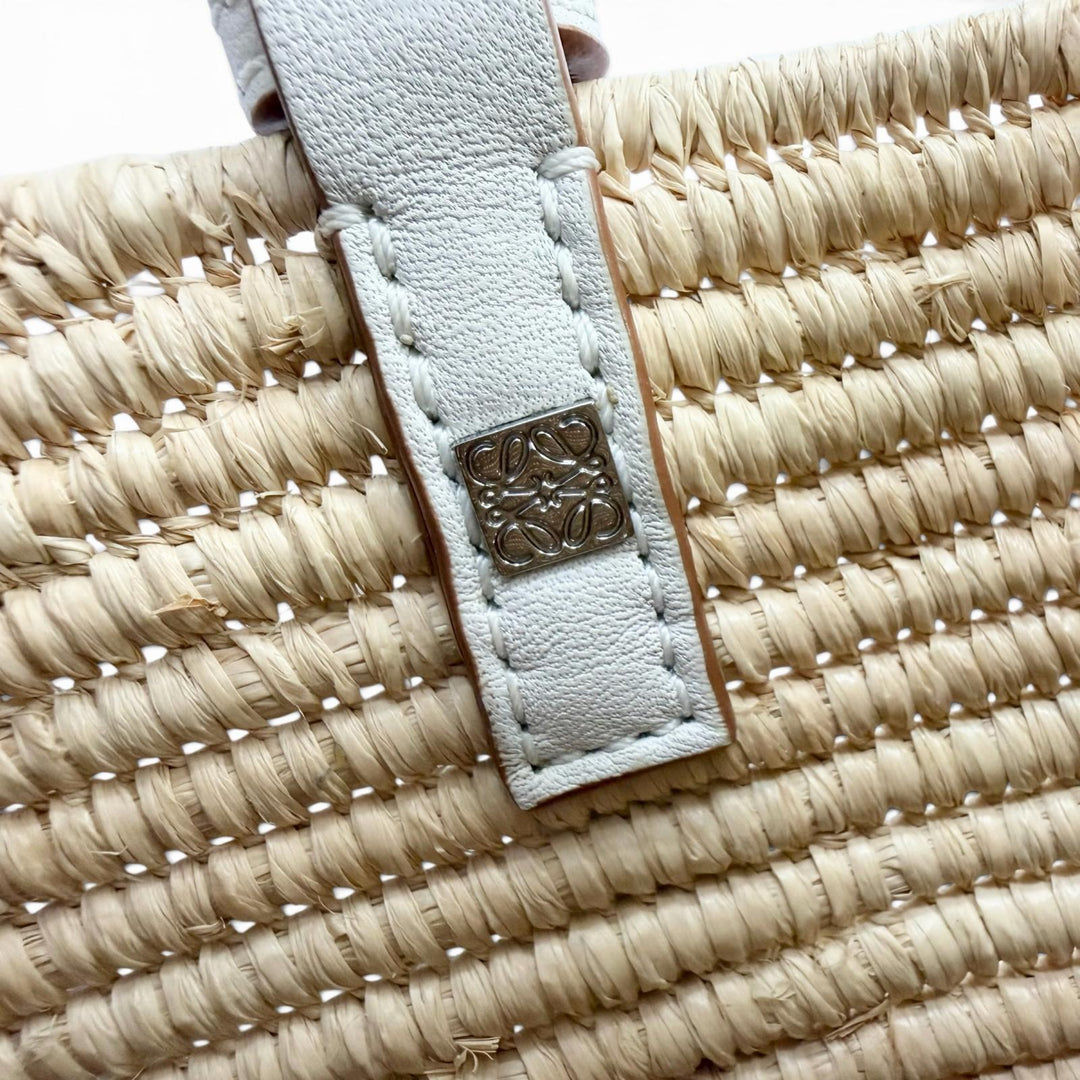 Great LOEWE Handbag Anagram Square Basket Small Basket Bag Raffia A223099X08