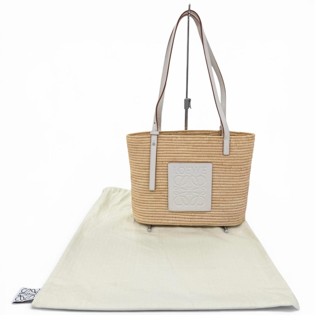Great LOEWE Handbag Anagram Square Basket Small Basket Bag Raffia A223099X08