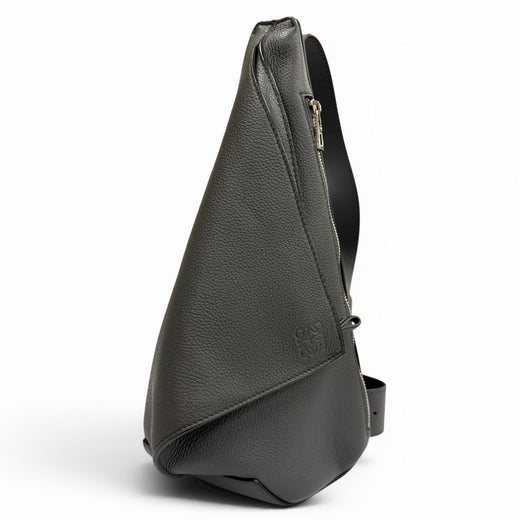 Excellent LOEWE Sling bag Anton Sling Cross Anagram logo gray leather B511A09X12