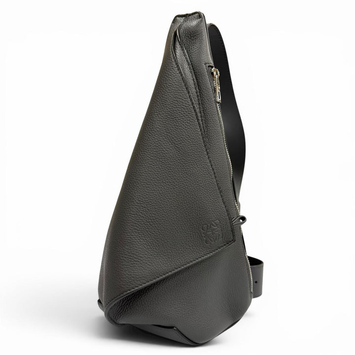 Excellent LOEWE Sling bag Anton Sling Cross Anagram logo gray leather B511A09X12