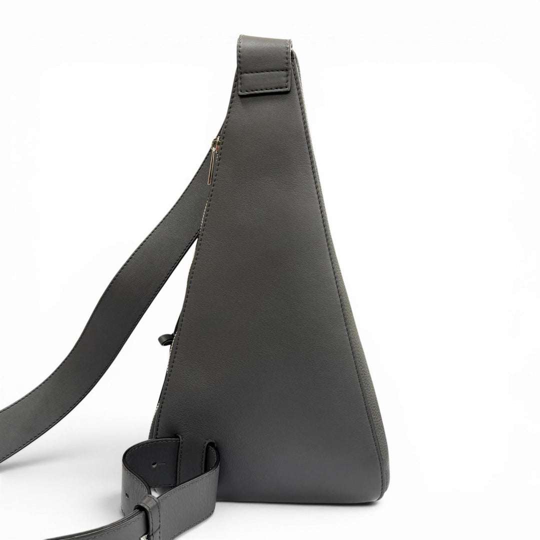 Excellent LOEWE Sling bag Anton Sling Cross Anagram logo gray leather B511A09X12