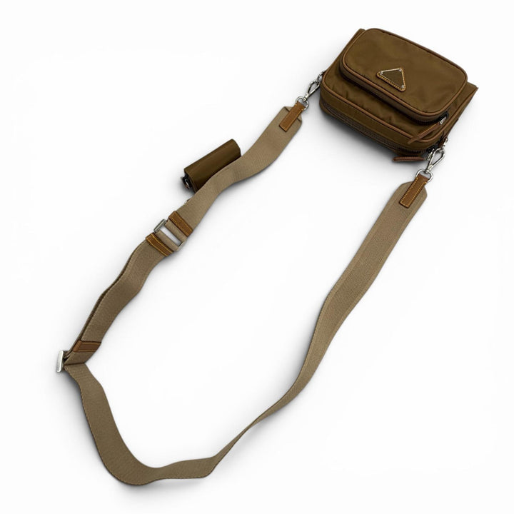 Excellent PRADA Shoulder Bag Brown Nylon mens 2VH172