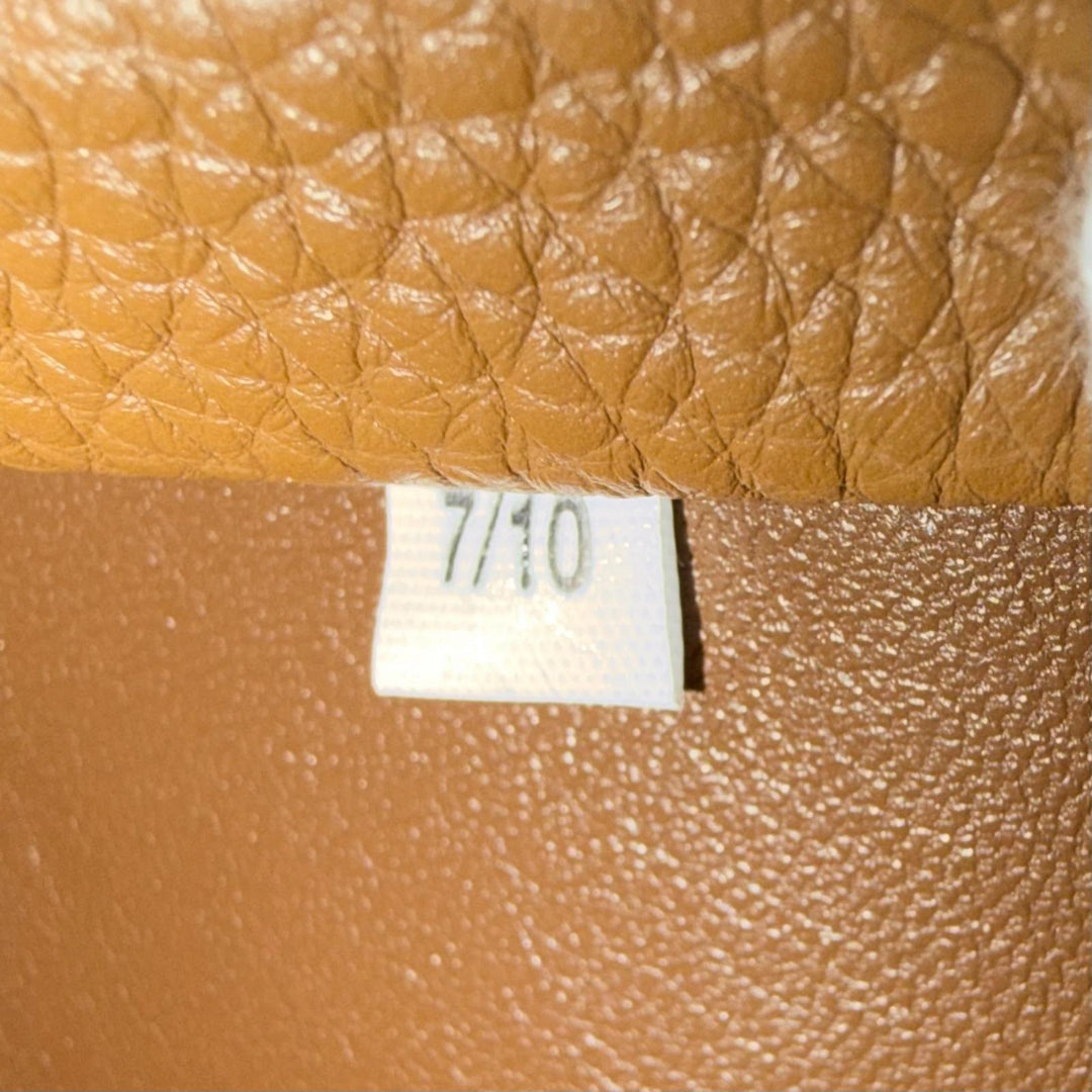 Excellent PRADA Handbag Leather mini handbag Metal lettering logo caramel 1BA349