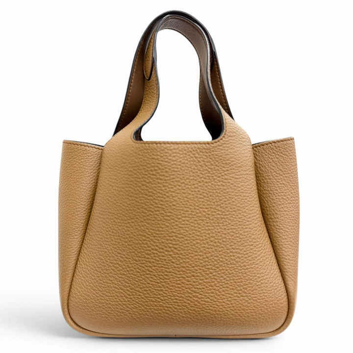 Excellent PRADA Handbag Leather mini handbag Metal lettering logo caramel 1BA349