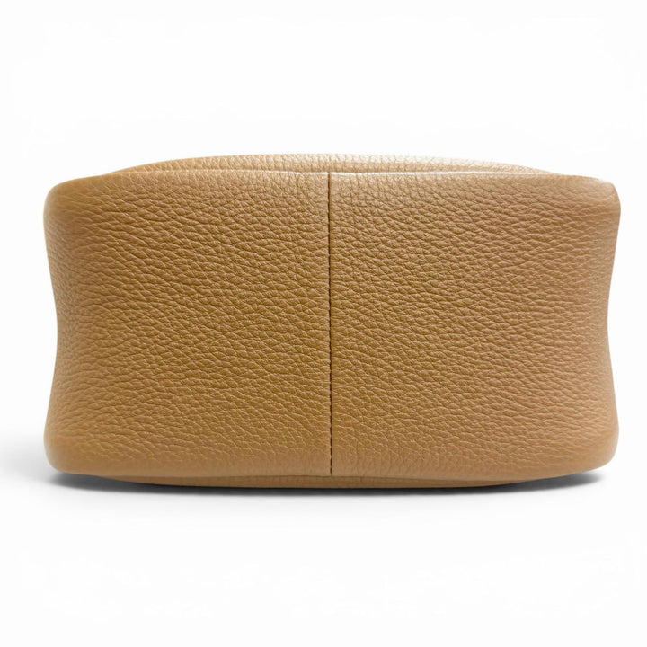 Excellent PRADA Handbag Leather mini handbag Metal lettering logo caramel 1BA349