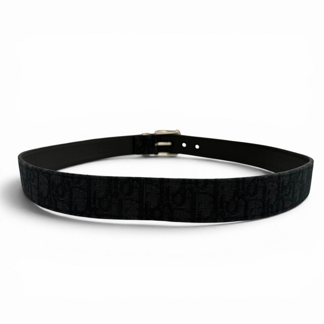 Great DIOR belt Oblique pin buckle black canvas mens