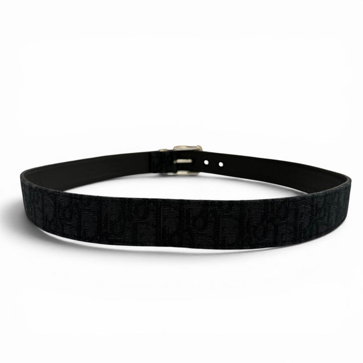 Great DIOR belt Oblique pin buckle black canvas mens