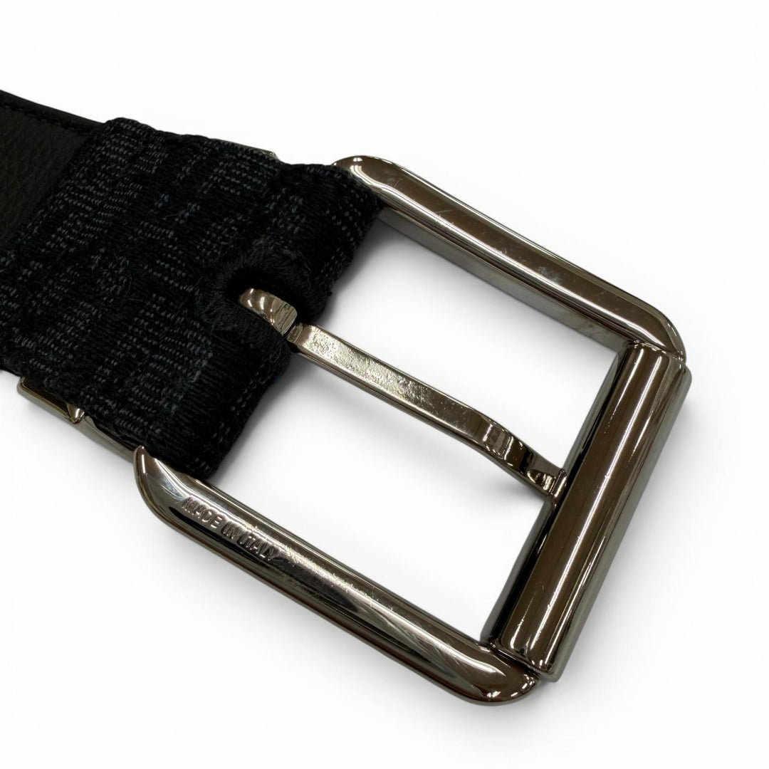 Great DIOR belt Oblique pin buckle black canvas mens