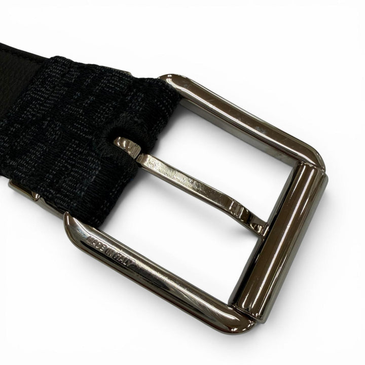 Great DIOR belt Oblique pin buckle black canvas mens