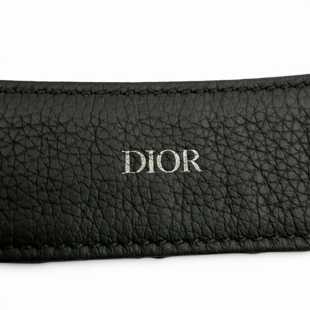 Great DIOR belt Oblique pin buckle black canvas mens
