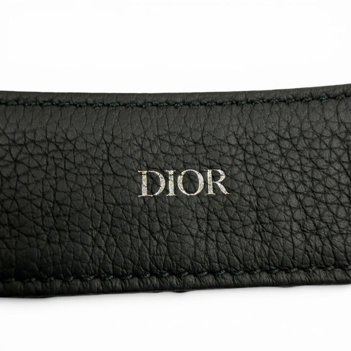Great DIOR belt Oblique pin buckle black canvas mens