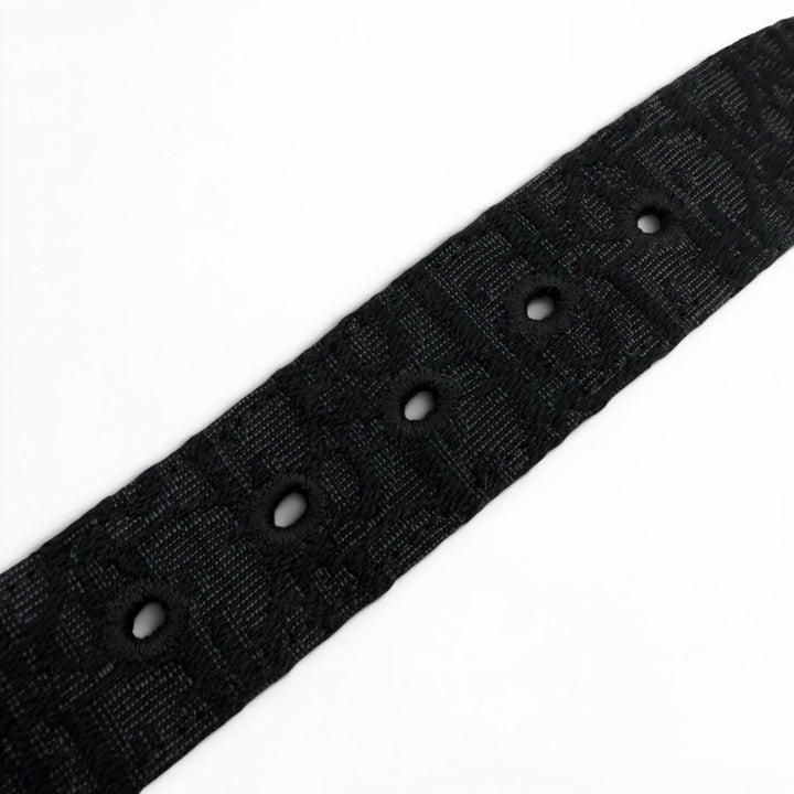 Great DIOR belt Oblique pin buckle black canvas mens