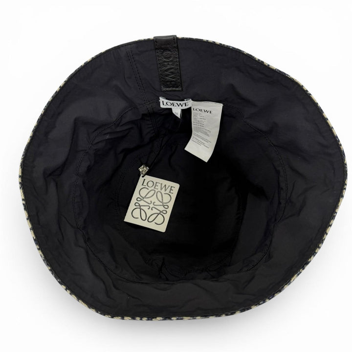 Pristine LOEWE hat Bucket bag with Anagram logo leather patch Navy 58 K820HB1X13