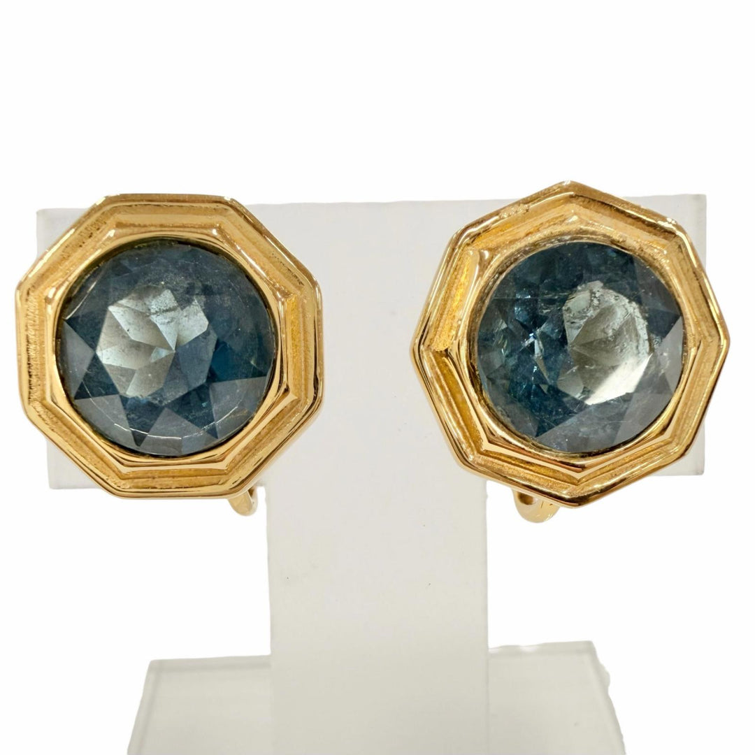 Great GIVENCHY Earring Octagon Crystal gold Women