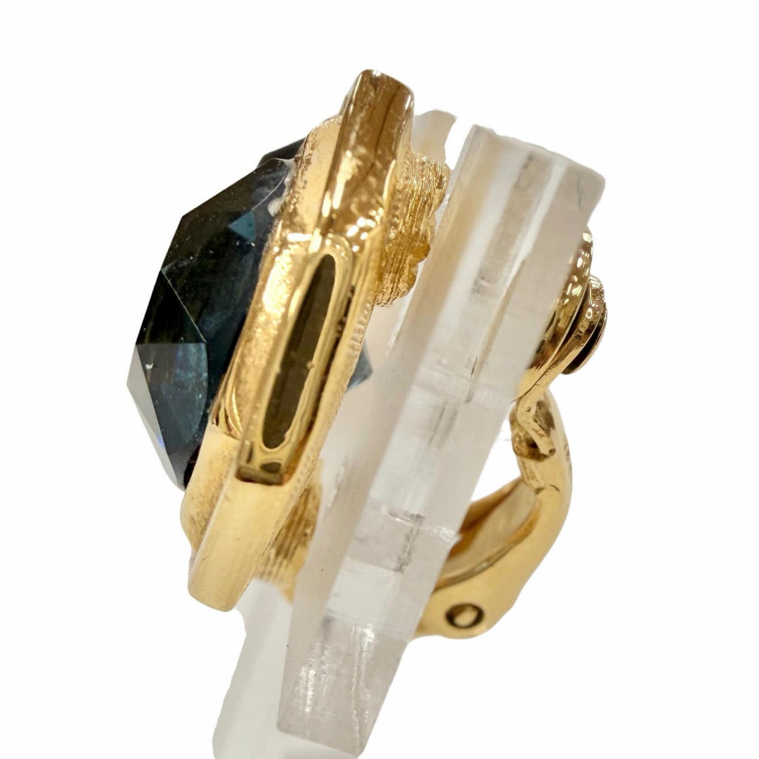 Great GIVENCHY Earring Octagon Crystal gold Women