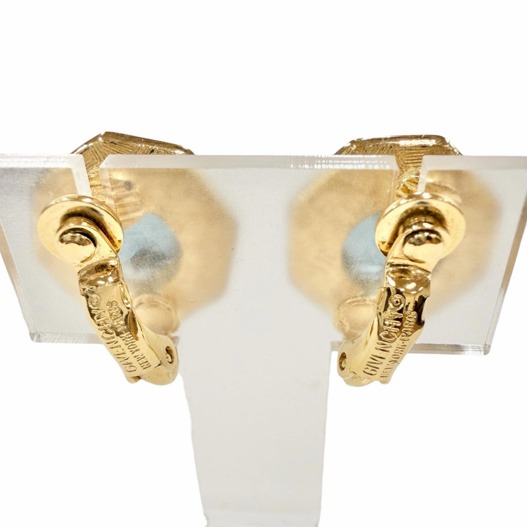 Great GIVENCHY Earring Octagon Crystal gold Women