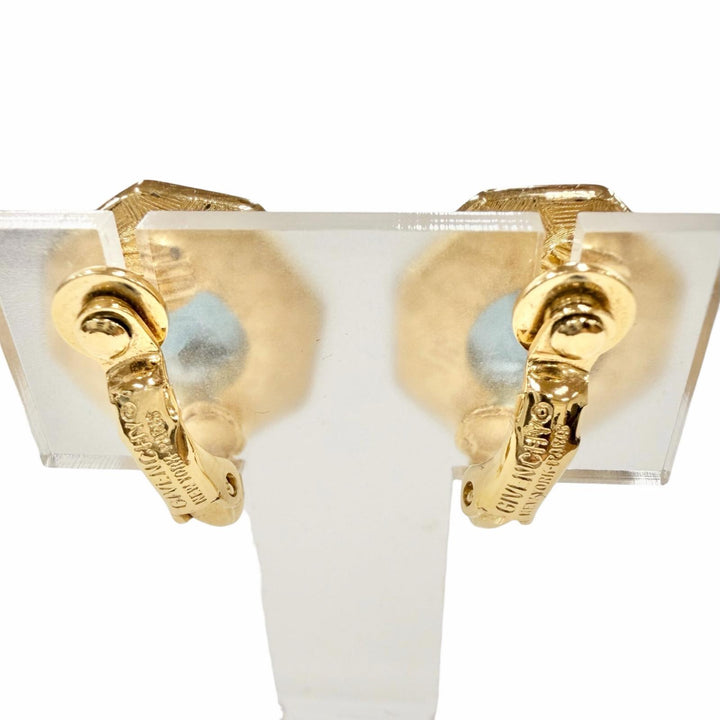 Great GIVENCHY Earring Octagon Crystal gold Women