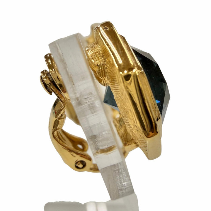 Great GIVENCHY Earring Octagon Crystal gold Women