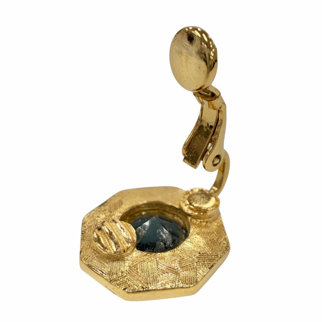 Great GIVENCHY Earring Octagon Crystal gold Women