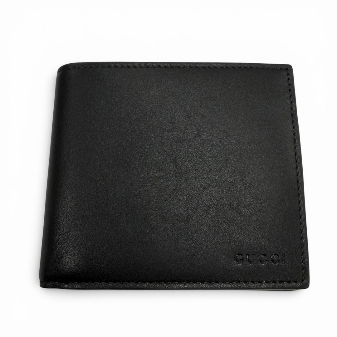 Pristine GUCCI Bifold Wallet black leather mens 818946