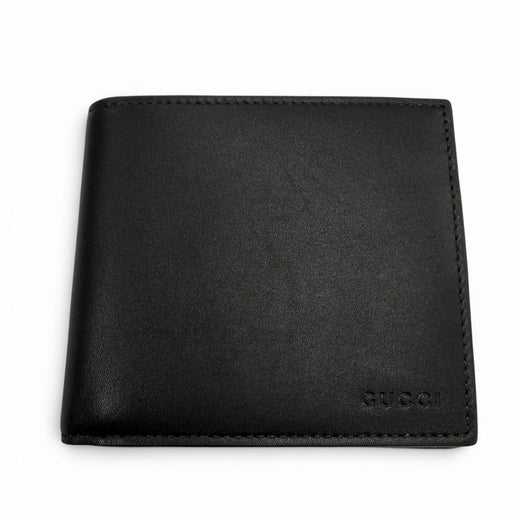Pristine GUCCI Bifold Wallet black leather mens 818946