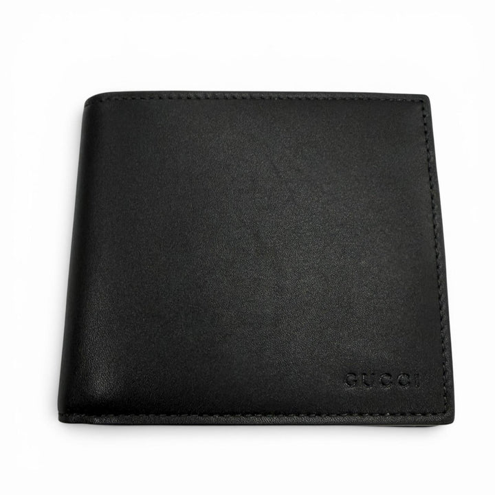 Pristine GUCCI Bifold Wallet black leather mens 818946