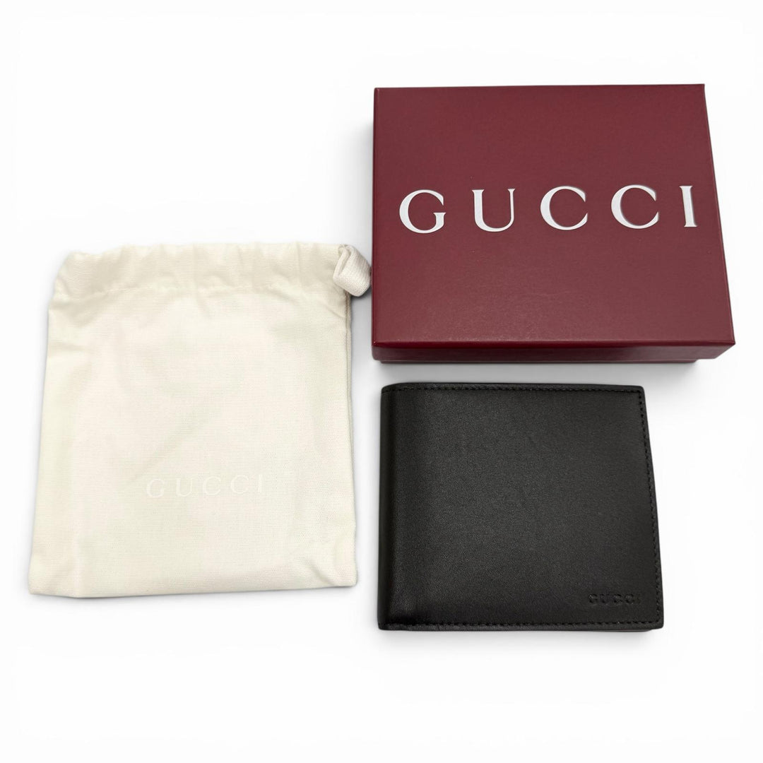 Pristine GUCCI Bifold Wallet black leather mens 818946
